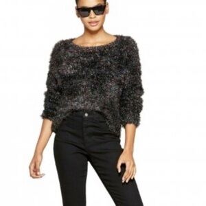 Wild Fable Eyelash Knit Crew Neck Long Sleeve Sweater Navy Multi Womens Size XXL